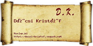 Décsi Kristóf névjegykártya